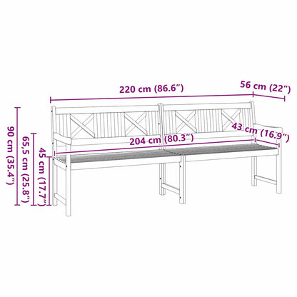 Gartenbank Braun 220 x 56 x 90 cm Massivholz Akazie