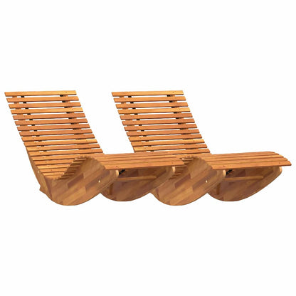 Schaukel-Sonnenliegen 2 pcs Braun 154 x 60 x 74 cm