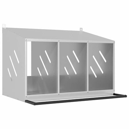 Hühner-Nistkasten mit 3 Fächern Verzinktes Silber Metall