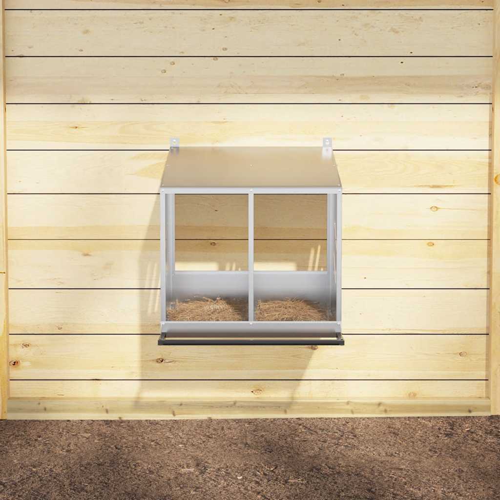 Hühner-Nistkasten mit 2 Fächern Verzinktes Silber Metall