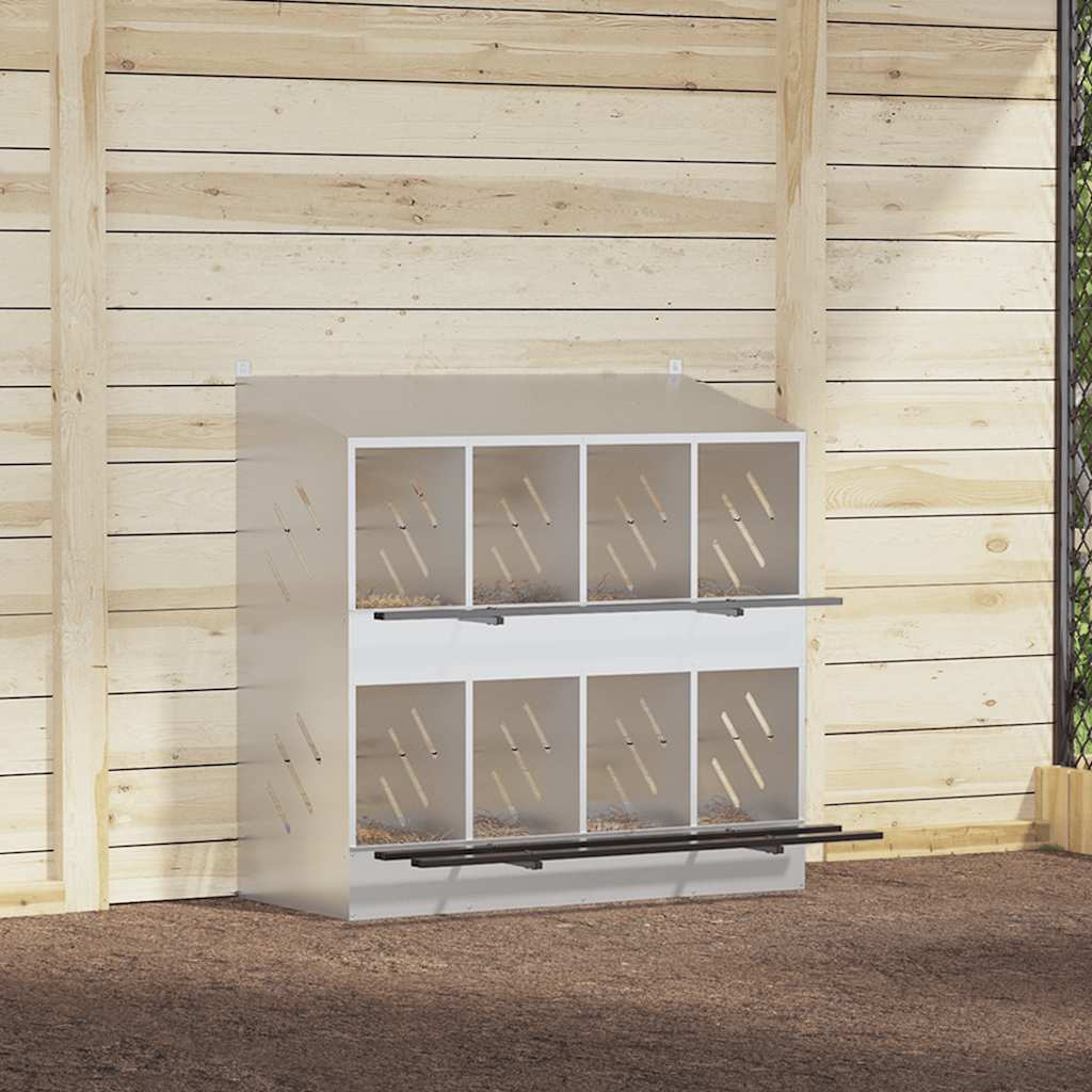 Hühner-Nistkasten mit 8 Fächern Verzinktes Silber Metall