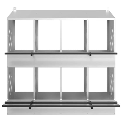 Hühner-Nistkasten mit 8 Fächern Verzinktes Silber Metall