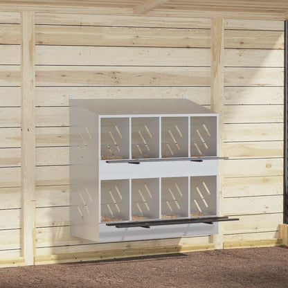 Hühner-Nistkasten mit 8 Fächern Verzinktes Silber Metall