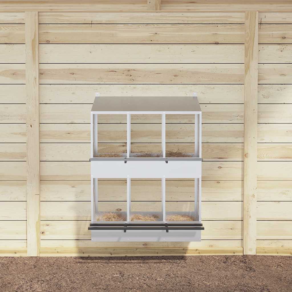 Hühner-Nistkasten mit 6 Fächern Verzinktes Silber Metall