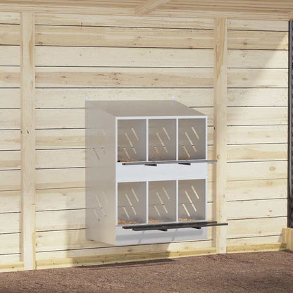 Hühner-Nistkasten mit 6 Fächern Verzinktes Silber Metall