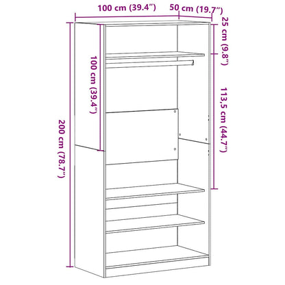 Kleiderschrank mit Regal Schwarz Eichen-Optik 100 x 50 x 200 cm