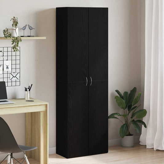 Büroschrank Schwarz Eichen-Optik 60 x 32 x 190 Holzwerkstoff