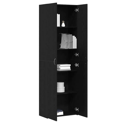 Büroschrank Schwarz Eichen-Optik 60 x 32 x 190 Holzwerkstoff