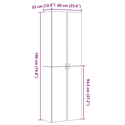 Büroschrank Schwarz Eichen-Optik 60 x 32 x 190 Holzwerkstoff