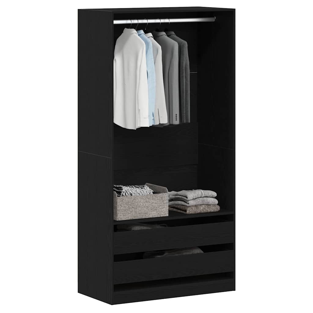 Kleiderschrank mit Regal Schwarz Eichen-Optik 100 x 50 x 200 cm
