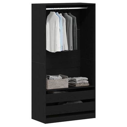 Kleiderschrank mit Regal Schwarz Eichen-Optik 100 x 50 x 200 cm