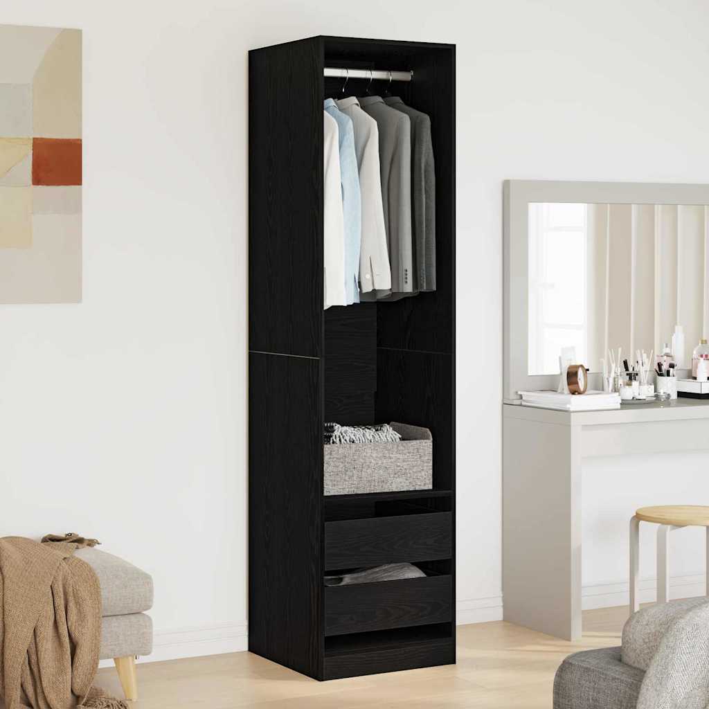 Kleiderschrank mit Regal Schwarz Eichen-Optik 50 x 50 x 200 cm