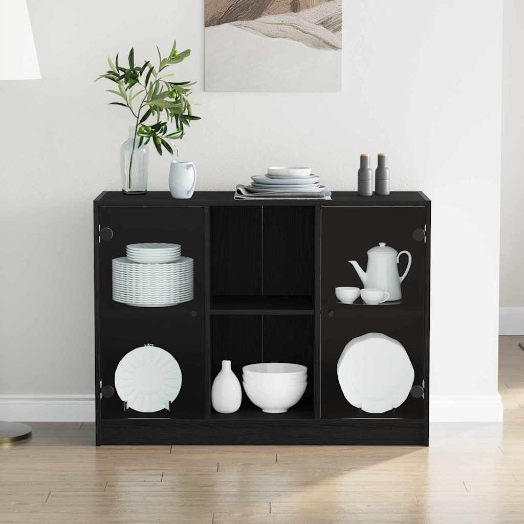 Sideboard Schwarz Eichen-Optik 102 x 37 x 75.5 cm Holzwerkstoff