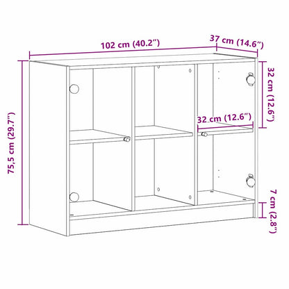 Sideboard Schwarz Eichen-Optik 102 x 37 x 75.5 cm Holzwerkstoff