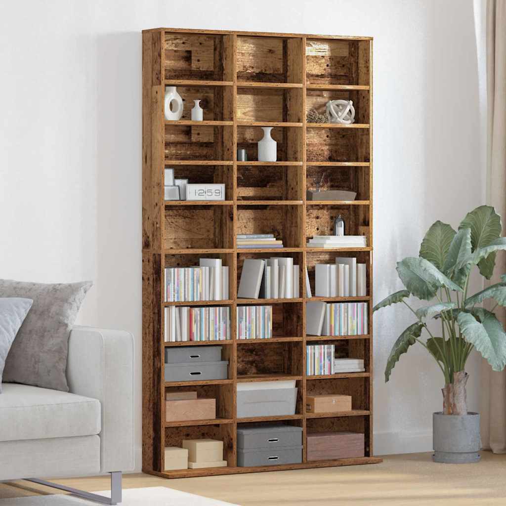 CD-Schrank mit Regal Altholz 101 x 23 x 177,5 cm Holzwerkstoff