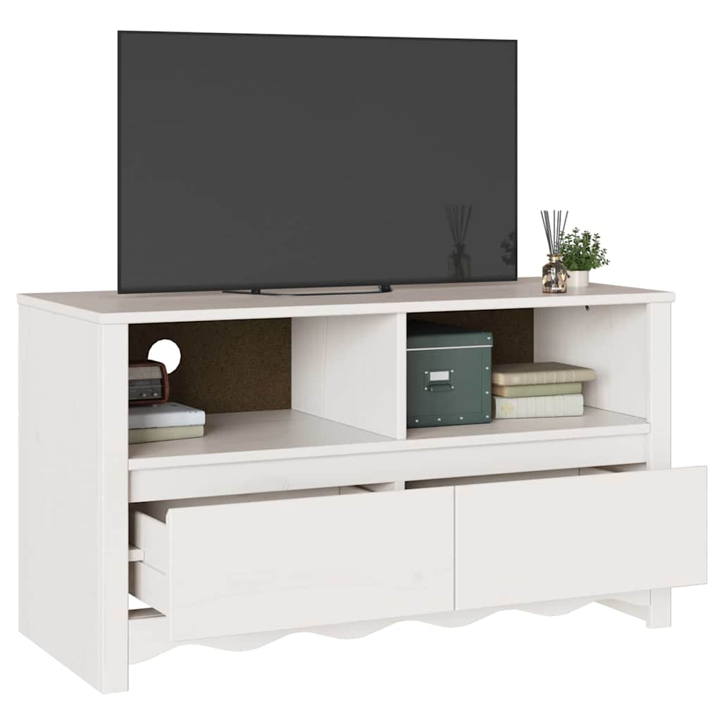 TV-Schrank Drammen Weiß 99 x 43 x 55 cm Massivholz Kiefer