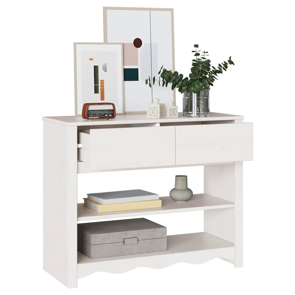 Konsolentisch Drammen Weiß 89,5 x 37 x 73 cm Massivholz Kiefer