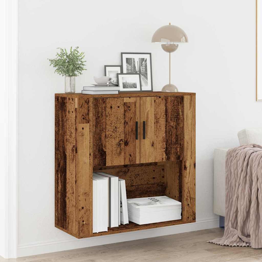 Wandschrank mit Regal Altholz 80 x 33 x 80 cm Holzwerkstoff