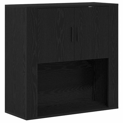 Wandschrank Schwarz Eichen-Optik 80 x 33 x 80 cm Holzwerkstoff
