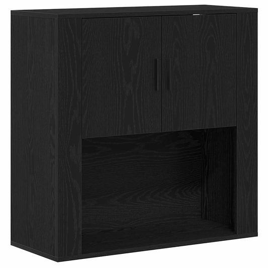 Wandschrank Schwarz Eichen-Optik 80 x 33 x 80 cm Holzwerkstoff