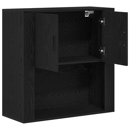 Wandschrank Schwarz Eichen-Optik 80 x 33 x 80 cm Holzwerkstoff