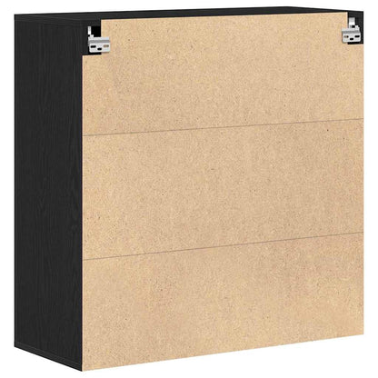 Wandschrank Schwarz Eichen-Optik 80 x 33 x 80 cm Holzwerkstoff
