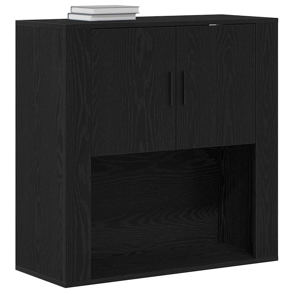 Wandschrank Schwarz Eichen-Optik 80 x 33 x 80 cm Holzwerkstoff