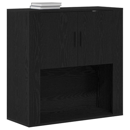 Wandschrank Schwarz Eichen-Optik 80 x 33 x 80 cm Holzwerkstoff