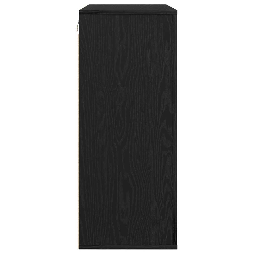 Wandschrank Schwarz Eichen-Optik 80 x 33 x 80 cm Holzwerkstoff