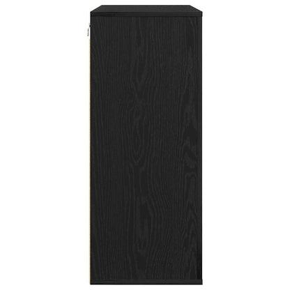 Wandschrank Schwarz Eichen-Optik 80 x 33 x 80 cm Holzwerkstoff