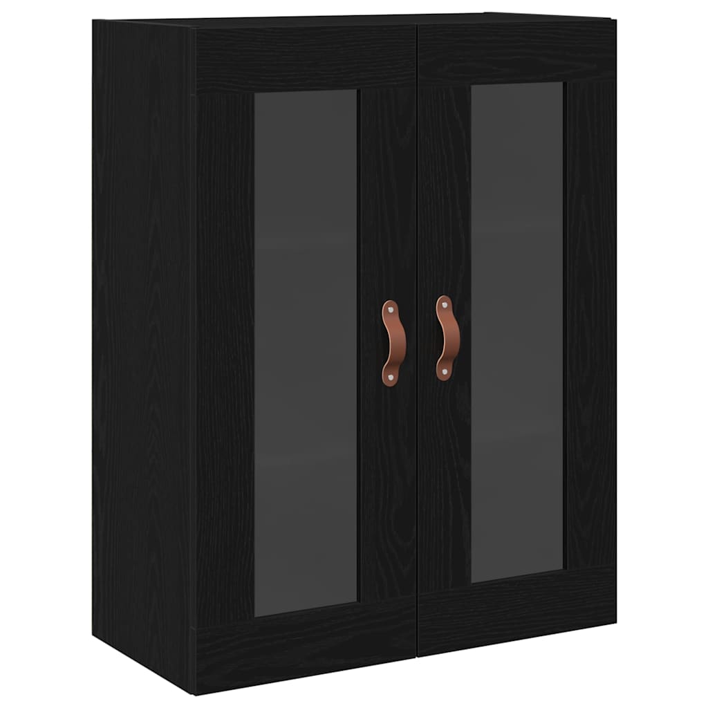 Wandschrank Wandmontiert Schwarz Eichen-Optik 69,5 x 34 x 90 cm