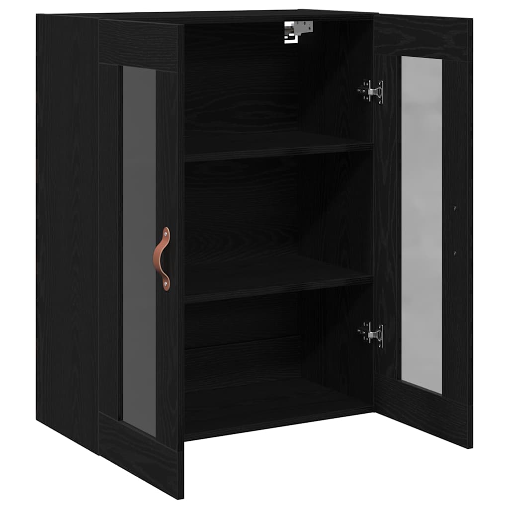 Wandschrank Wandmontiert Schwarz Eichen-Optik 69,5 x 34 x 90 cm