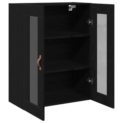 Wandschrank Wandmontiert Schwarz Eichen-Optik 69,5 x 34 x 90 cm
