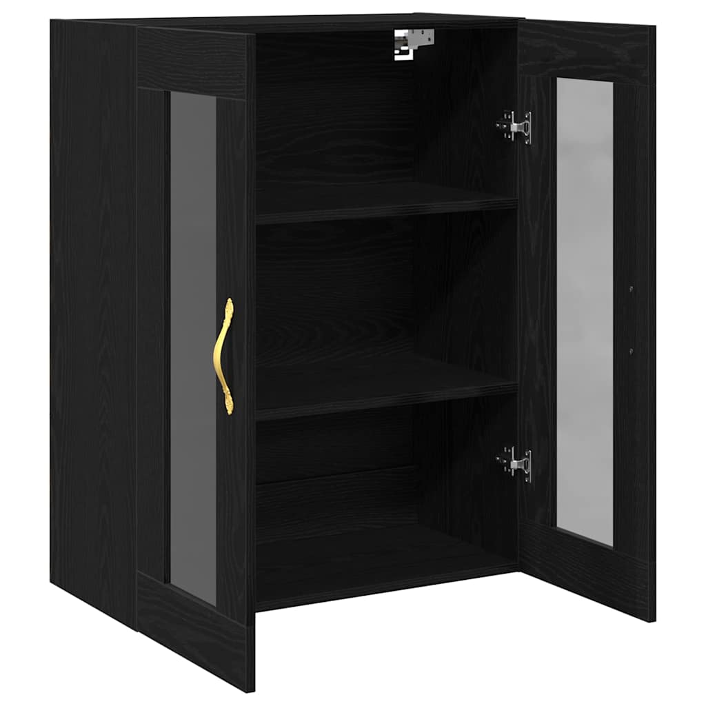 Wandschrank Wandmontiert Schwarz Eichen-Optik 69,5 x 34 x 90 cm