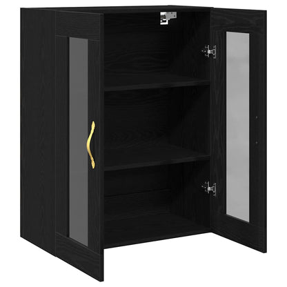 Wandschrank Wandmontiert Schwarz Eichen-Optik 69,5 x 34 x 90 cm