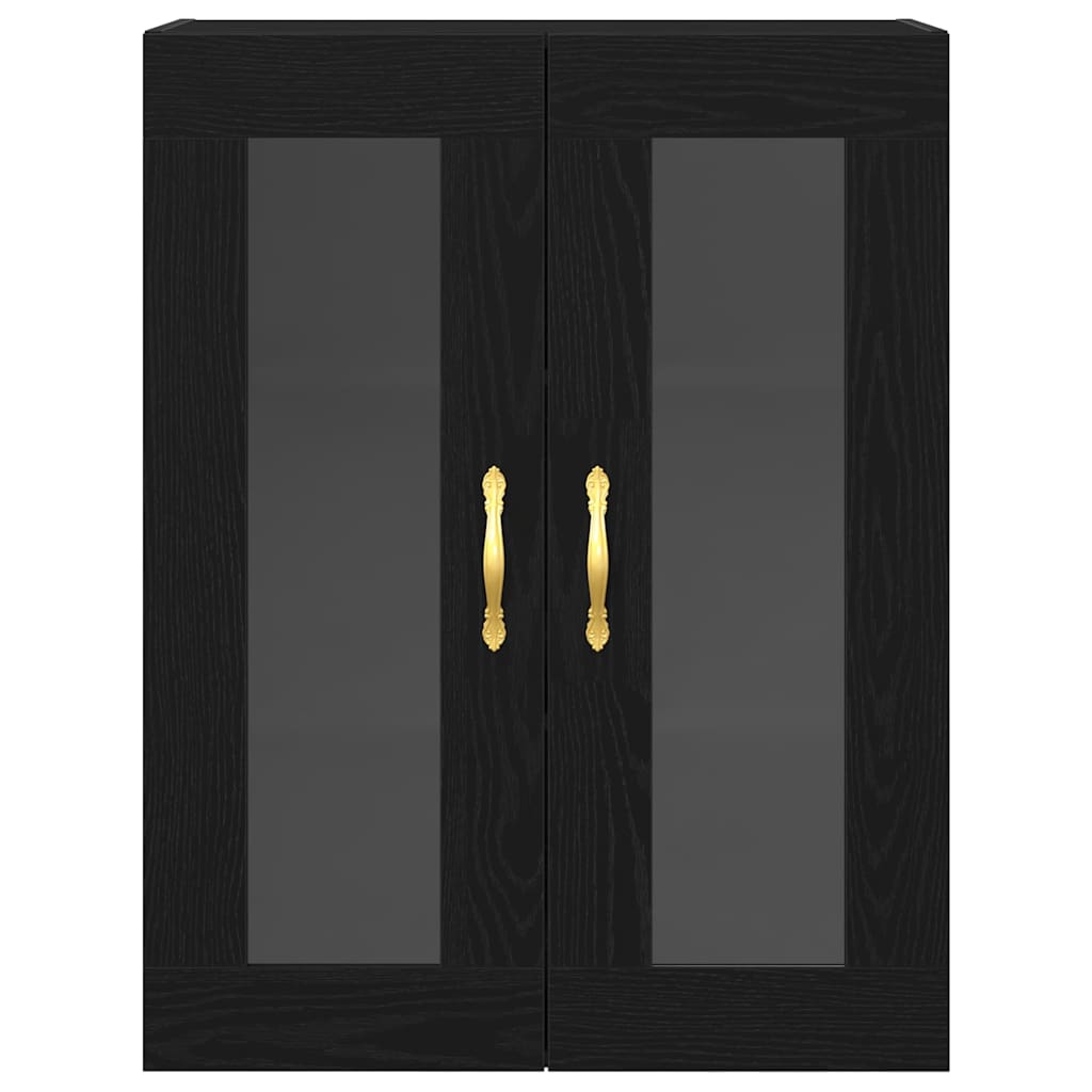 Wandschrank Wandmontiert Schwarz Eichen-Optik 69,5 x 34 x 90 cm