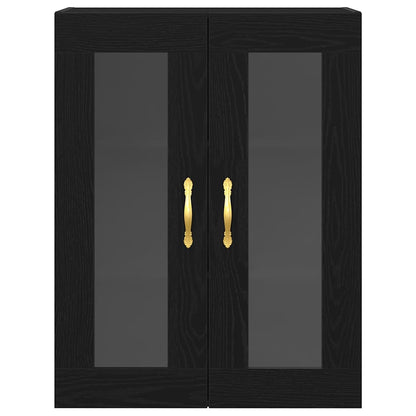 Wandschrank Wandmontiert Schwarz Eichen-Optik 69,5 x 34 x 90 cm