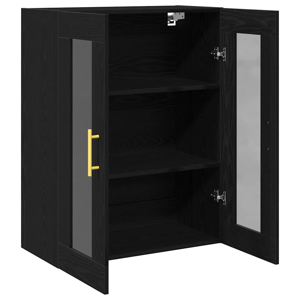 Wandschrank Wandmontiert Schwarz Eichen-Optik 69,5 x 34 x 90 cm