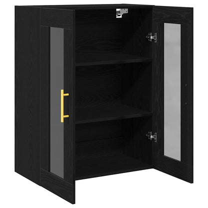 Wandschrank Wandmontiert Schwarz Eichen-Optik 69,5 x 34 x 90 cm