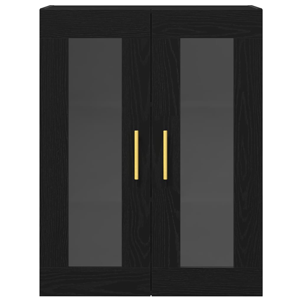 Wandschrank Wandmontiert Schwarz Eichen-Optik 69,5 x 34 x 90 cm