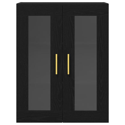 Wandschrank Wandmontiert Schwarz Eichen-Optik 69,5 x 34 x 90 cm