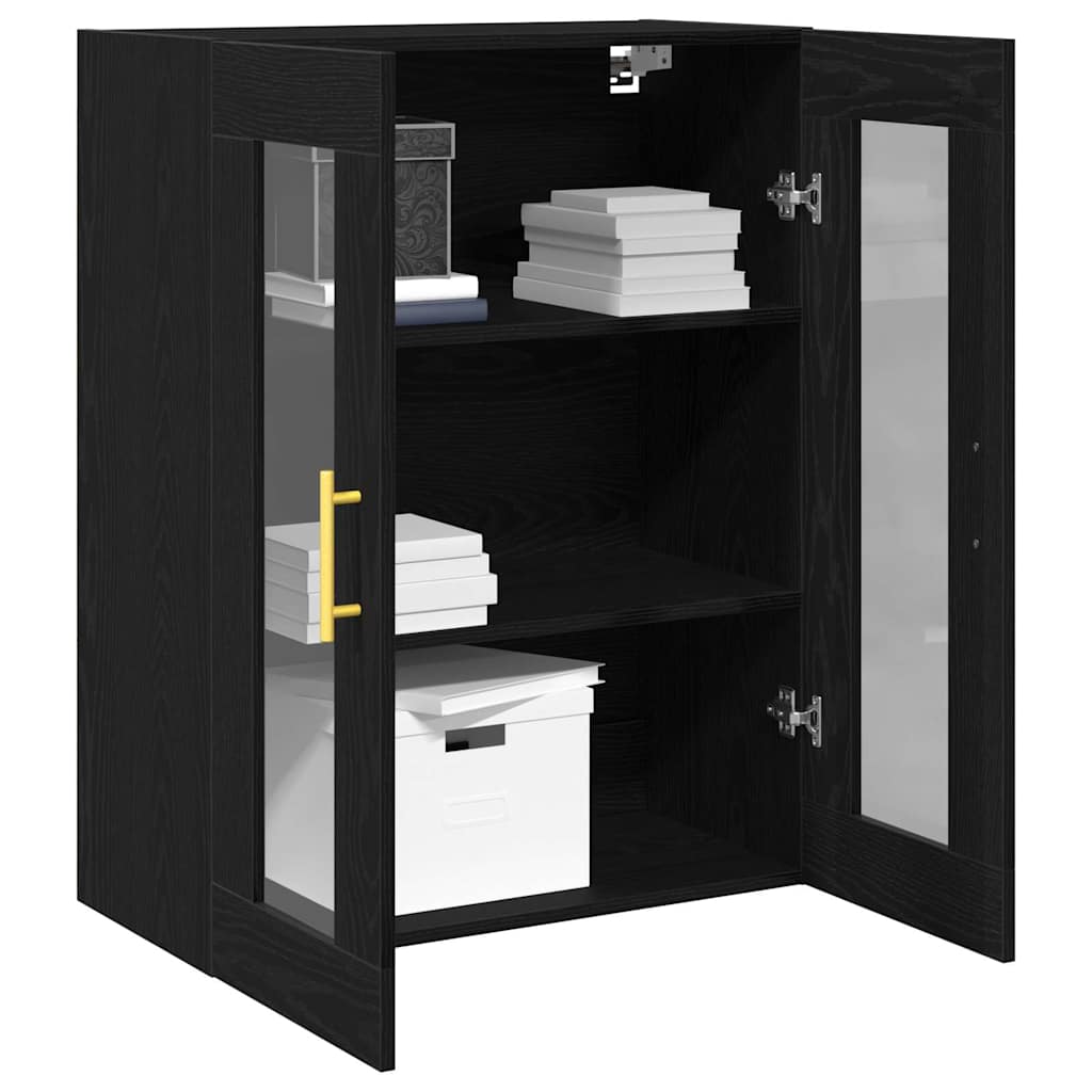 Wandschrank Wandmontiert Schwarz Eichen-Optik 69,5 x 34 x 90 cm