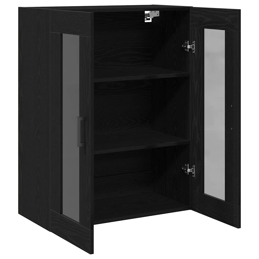 Wandschrank Wandmontiert Schwarz Eichen-Optik 69,5 x 34 x 90 cm