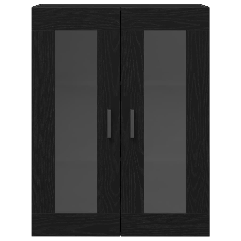 Wandschrank Wandmontiert Schwarz Eichen-Optik 69,5 x 34 x 90 cm