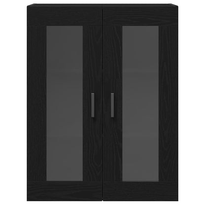 Wandschrank Wandmontiert Schwarz Eichen-Optik 69,5 x 34 x 90 cm