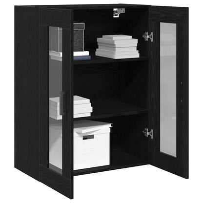 Wandschrank Wandmontiert Schwarz Eichen-Optik 69,5 x 34 x 90 cm