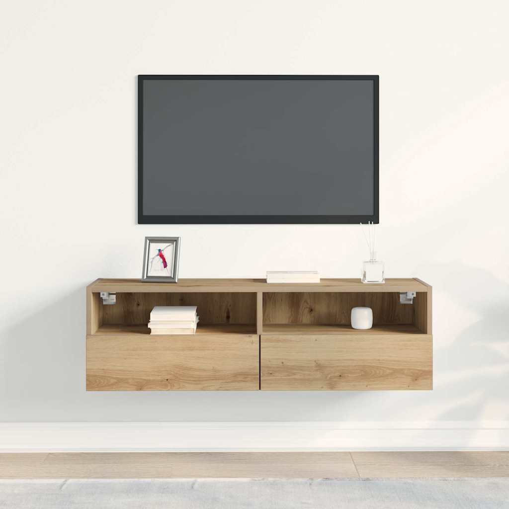 TV-Wandregal Eiche handwerklich 100 x 30 x 30 cm Holzwerkstoff