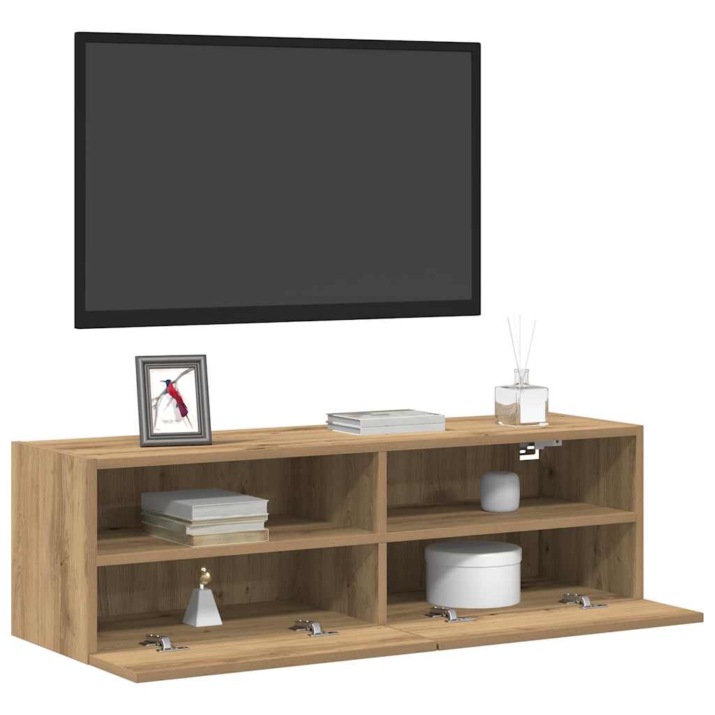 TV-Wandregal Eiche handwerklich 100 x 30 x 30 cm Holzwerkstoff
