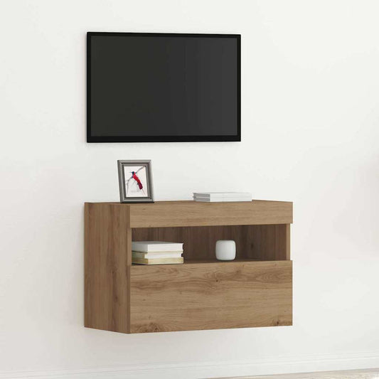 TV-Wandregal Eiche handwerklich 60 x 30 x 40 cm Holzwerkstoff