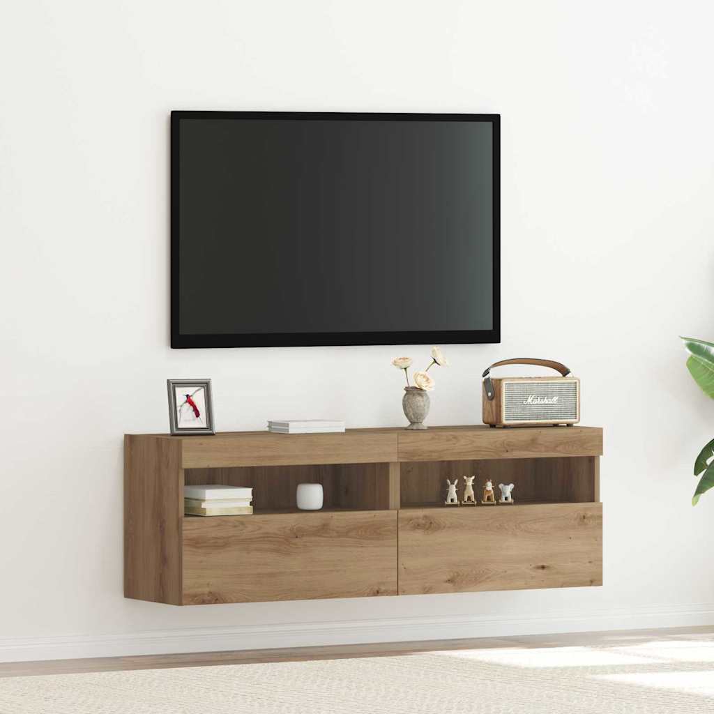 TV-Wandregal Eiche handwerklich 60 x 30 x 40 cm Holzwerkstoff